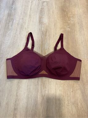 Honeylove Wireless Burgundy Bra with Sheer Insets